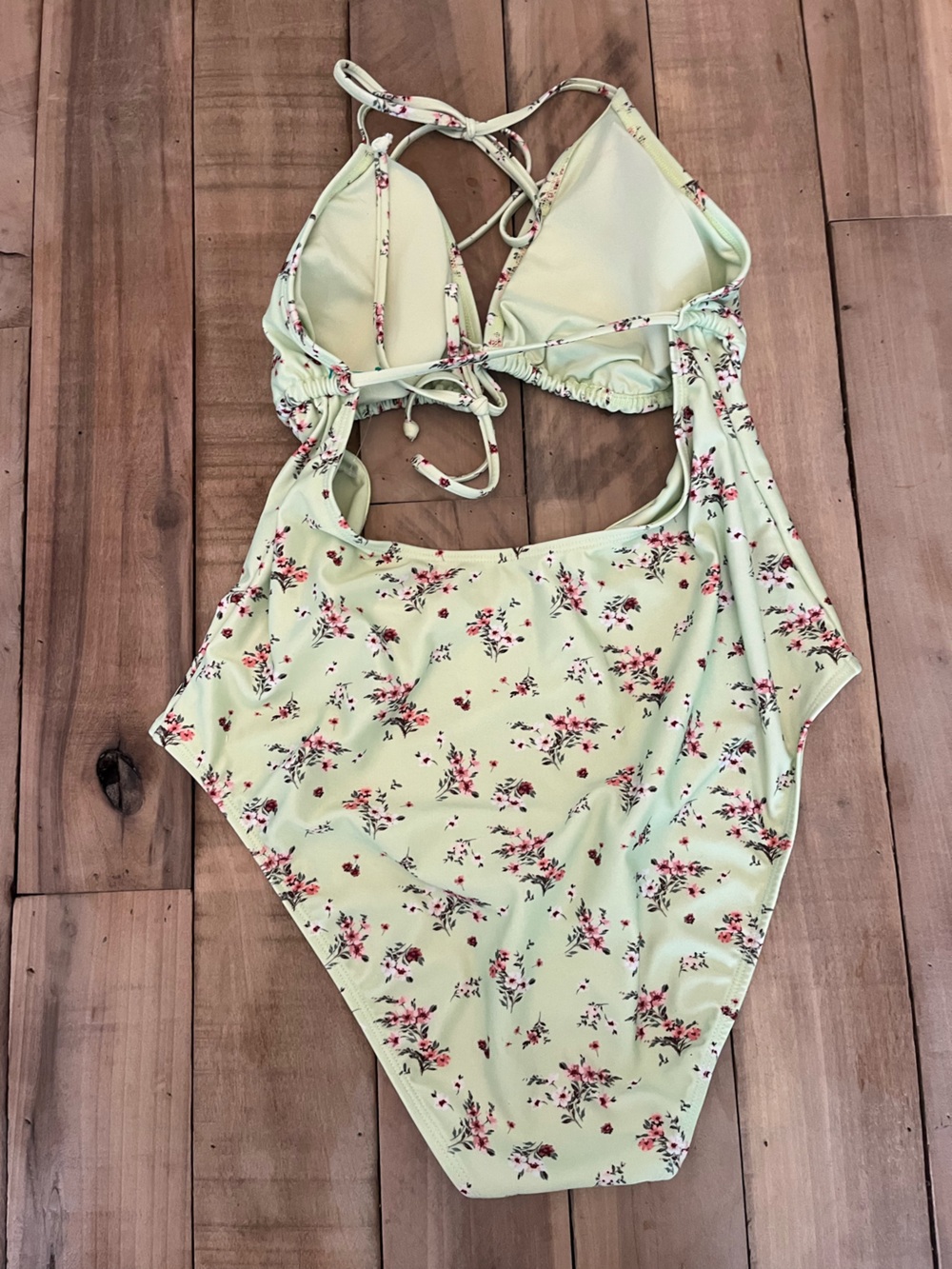 Aéropostale Mint Green Floral One-Piece Cut-Out Swimsuit